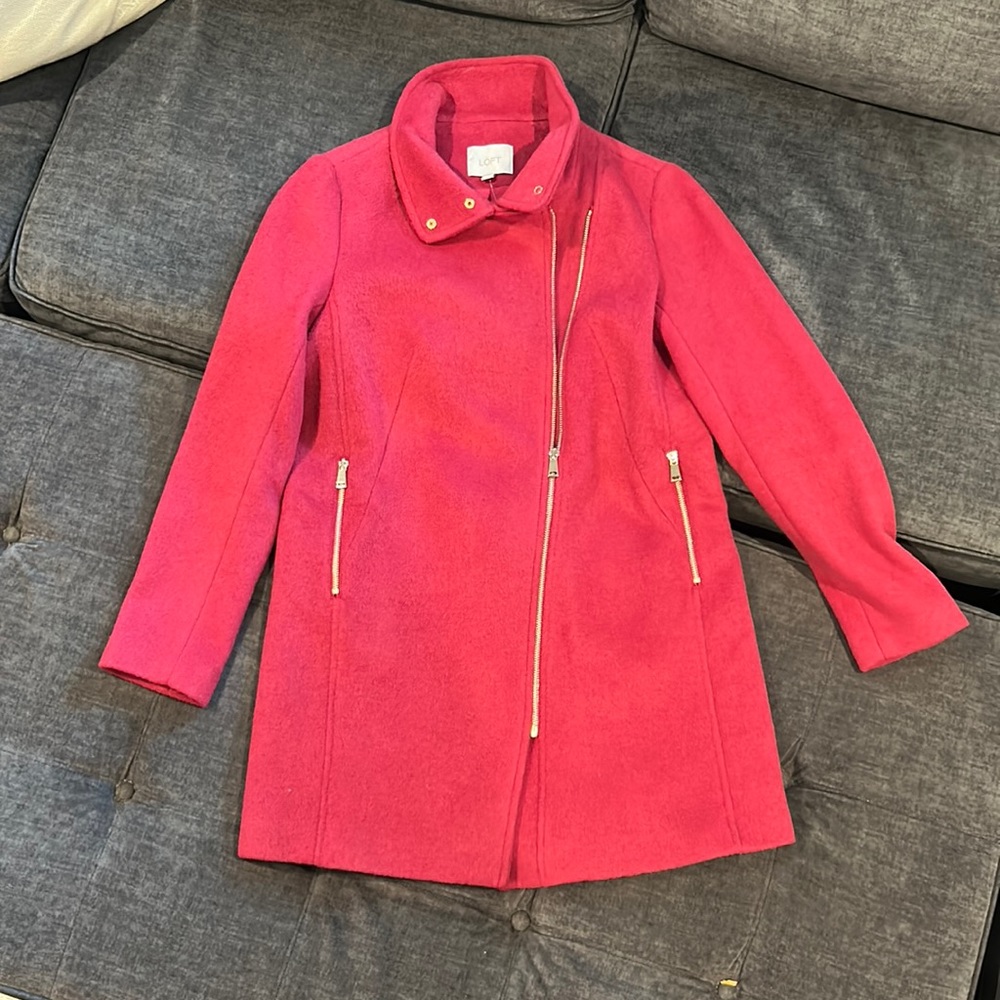 Ann Taylor Loft coat, size XS, dark pink